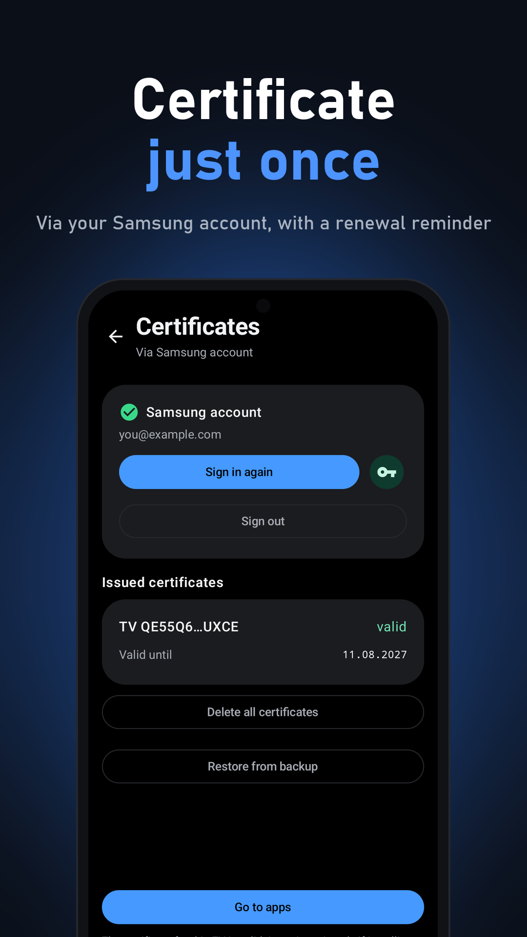 Certificate just once