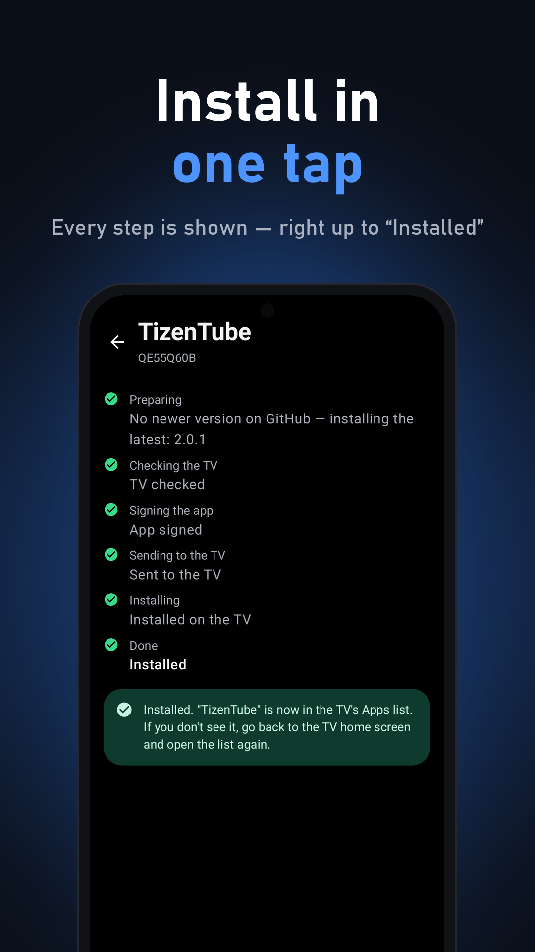 Install in one tap
